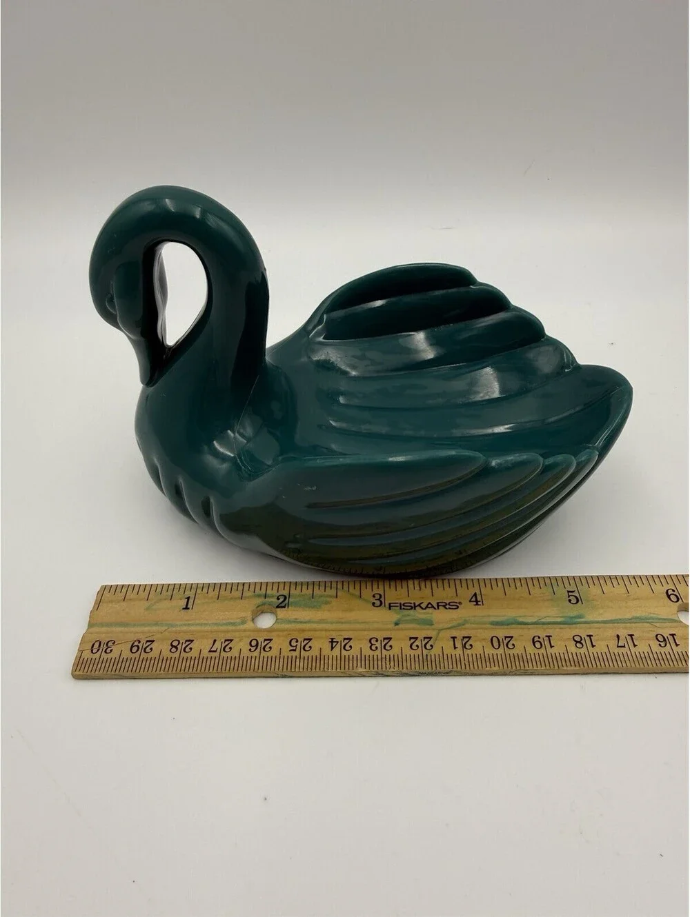 Vintage Springs Swan Soap Dish Dark Green Ceramic Trinket Bowl Bathroom Vanity